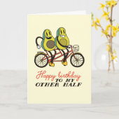 Cute Avocado Couple Pun Funny Birthday Kaart (Gele Bloem)