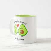 Cute Avocado Couple Valentijnsdag Gift Tweekleurige Koffiemok (Voorkant links)