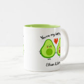 Cute Avocado Couple Valentijnsdag Gift Tweekleurige Koffiemok (Voorkant rechts)