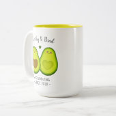 Cute Avocado Cuddle Gepersonaliseerd Gift voor hem Tweekleurige Koffiemok (Voorkant links)