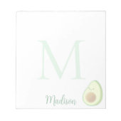 Cute Avocado Custom Name Initial  Notitieblok (Voorkant)