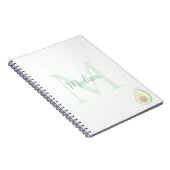 Cute Avocado Custom Name Initial  Notitieboek (Rechterzijde)