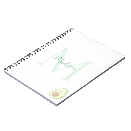 Cute Avocado Custom Name Initial Notitieboek (Linkerzijde)