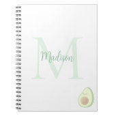 Cute Avocado Custom Name Initial Notitieboek (Voorkant)