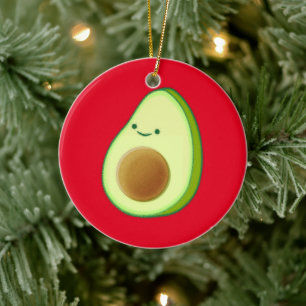Cute Avocado Drawing Red Keramisch Ornament