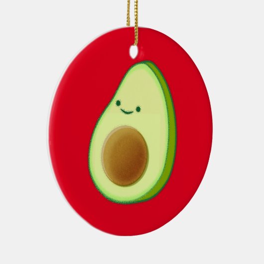 Cute Avocado Drawing Red Keramisch Ornament (Rechts)