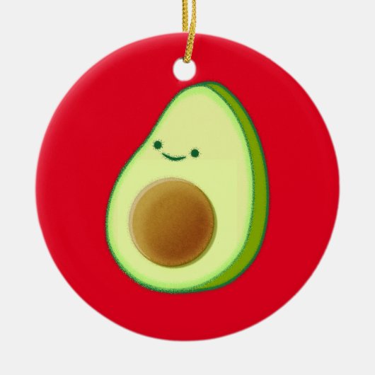 Cute Avocado Drawing Red Keramisch Ornament (Voorkant)