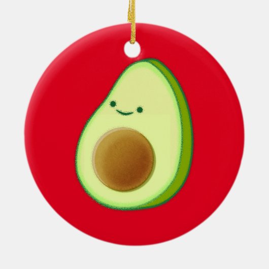 Cute Avocado Drawing Red Keramisch Ornament (Achterkant)