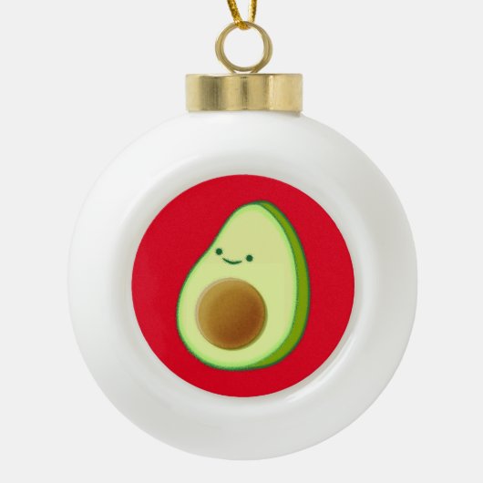 Cute Avocado Drawing Red Keramische Bal Ornament (Voorkant)