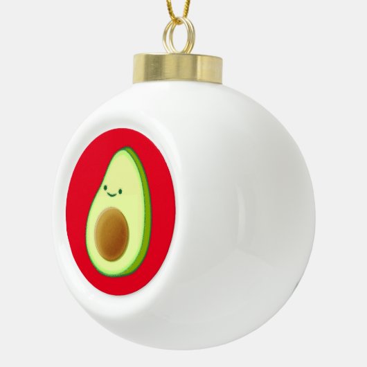 Cute Avocado Drawing Red Keramische Bal Ornament (Rechts)