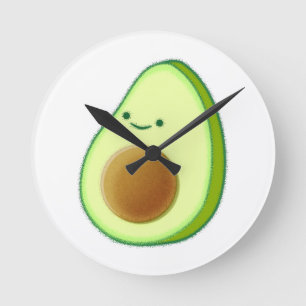 Cute Avocado Drawing Ronde Klok