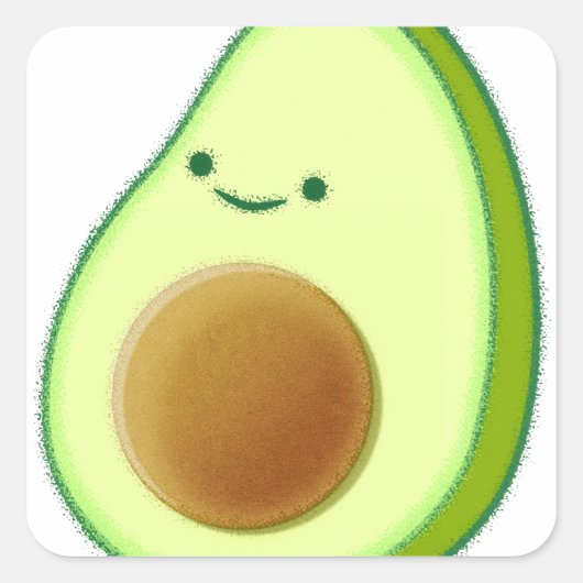 Cute Avocado Drawing Vierkante Sticker (Voorkant)