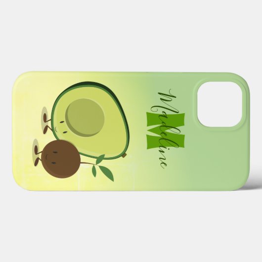 Cute Avocado Food Monogram Case-Mate iPhone Case (Achterkant (horizontaal))