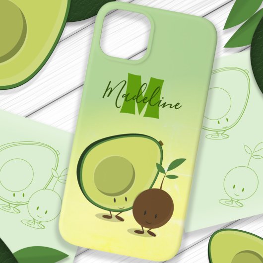 Cute Avocado Food Monogram Case-Mate iPhone Case