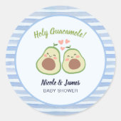 Cute Avocado Geslacht Neutrale Tweeling Baby Showe Ronde Sticker (Voorkant)