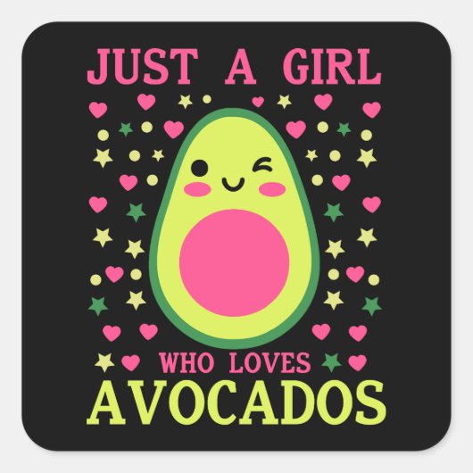 Cute Avocado Girl Vierkante Sticker (Voorkant)