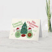 Cute Avocado Guacin rond de kerstboom Kaart (Voorkant)