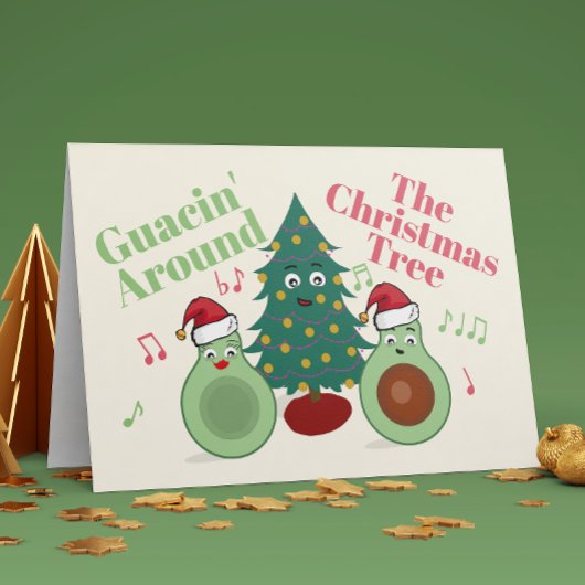 Cute Avocado Guacin rond de kerstboom Kaart