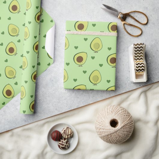 Cute Avocado Heart Food Cadeaupapier (Crafts)