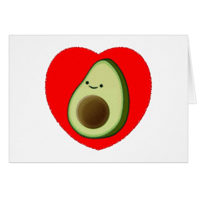 Cute Avocado in Red Heart (Voorkant Horizontaal)