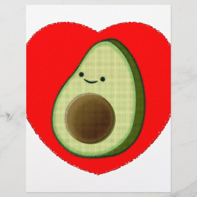 Cute Avocado in Red Heart (Voorkant)
