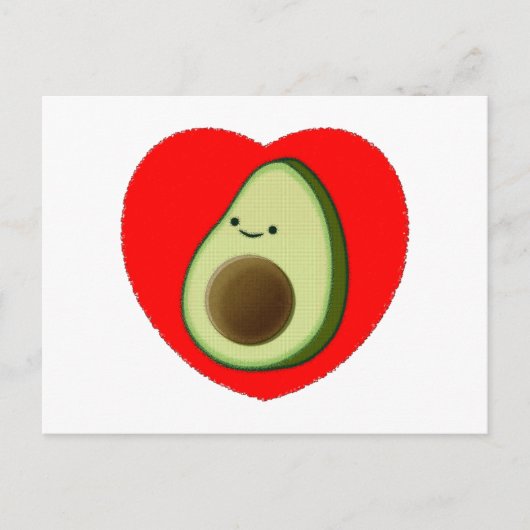 Cute Avocado in Red Heart Briefkaart (Voorkant)