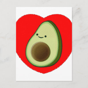 Cute Avocado in Red Heart Briefkaart
