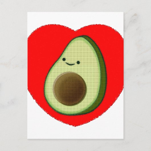 Cute Avocado in Red Heart Briefkaart (Voorkant)