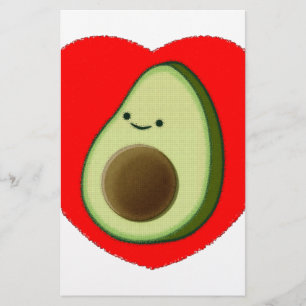 Cute Avocado in Red Heart Briefpapier