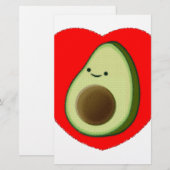 Cute Avocado in Red Heart Briefpapier (Voorkant / Achterkant)
