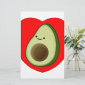 Cute Avocado in Red Heart Briefpapier (Staand voorkant)