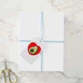 Cute Avocado in Red Heart Cadeaulabel (Met Touw)