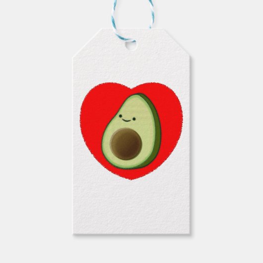 Cute Avocado in Red Heart Cadeaulabel (Voorkant)