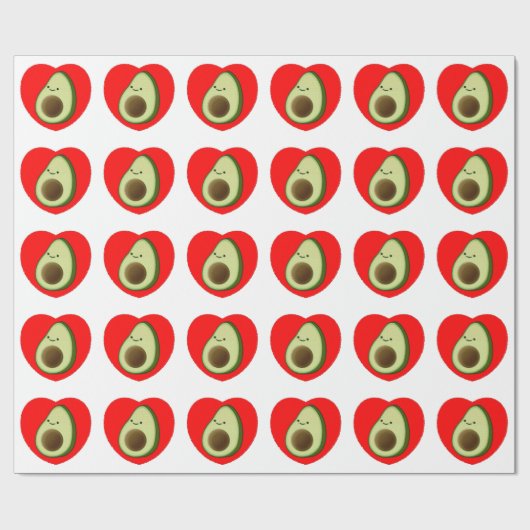 Cute Avocado in Red Heart Cadeaupapier (Vlak)