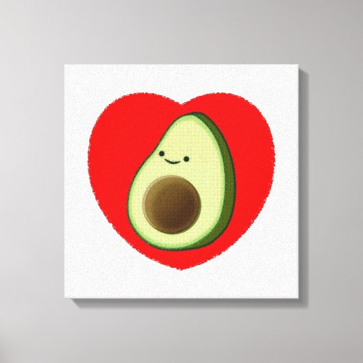Cute Avocado in Red Heart Canvas Afdruk (Voorkant)