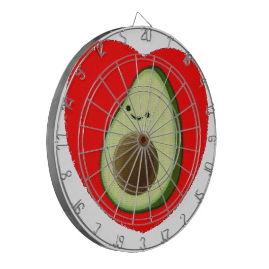 Cute Avocado in Red Heart Dartbord (Voorkant Links)