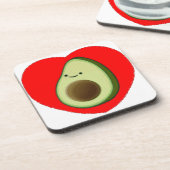 Cute Avocado in Red Heart Drankjes Onderzetter (Linkerzijde)
