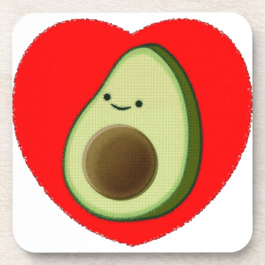 Cute Avocado in Red Heart Drankjes Onderzetter (Voorkant)