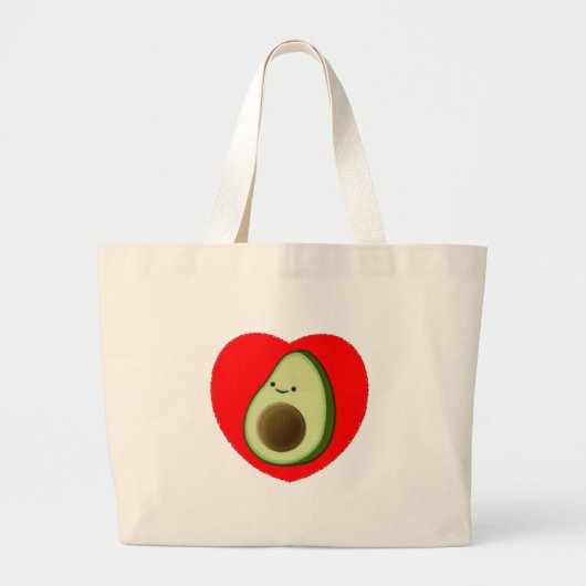 Cute Avocado in Red Heart Grote Tote Bag (Voorkant)