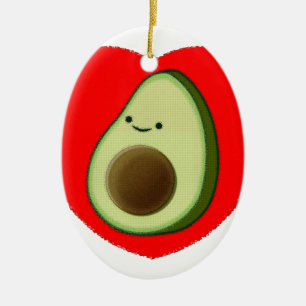 Cute Avocado in Red Heart Keramisch Ornament