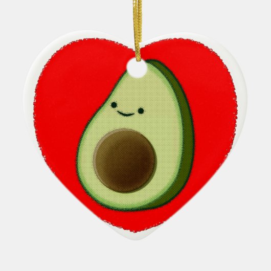 Cute Avocado in Red Heart Keramisch Ornament (Voorkant)