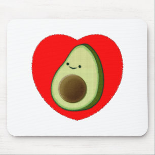 Cute Avocado in Red Heart Muismat