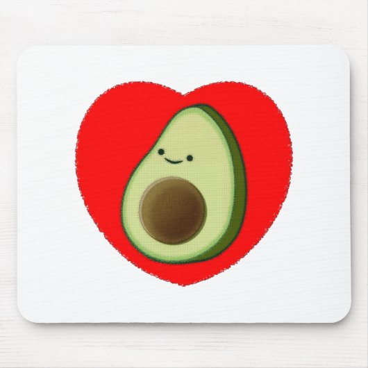 Cute Avocado in Red Heart Muismat (Voorkant)