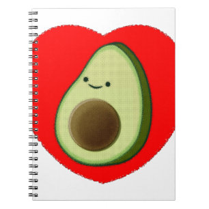Cute Avocado in Red Heart Notitieboek