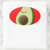 Cute Avocado in Red Heart Ovale Sticker (Tas)
