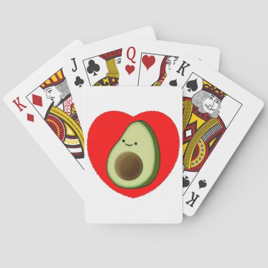 Cute Avocado in Red Heart Pokerkaarten (Achterkant)