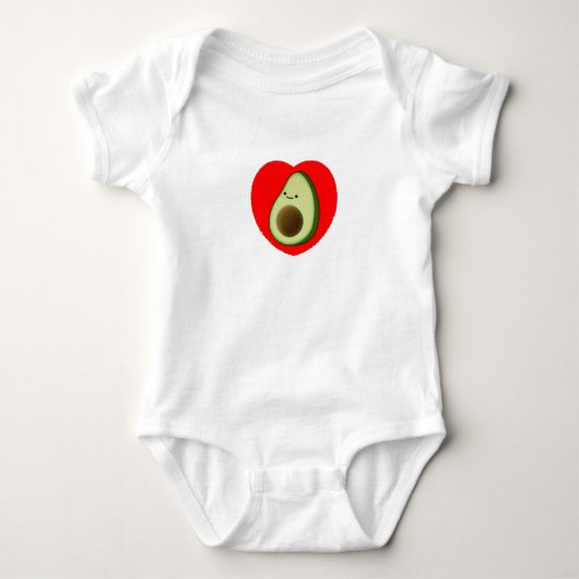 Cute Avocado in Red Heart Romper (Voorkant)