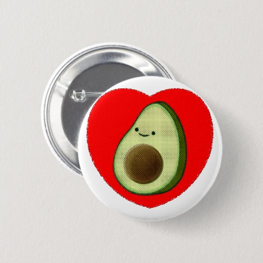 Cute Avocado in Red Heart Ronde Button 5,7 Cm (Voorkant /achterkant)