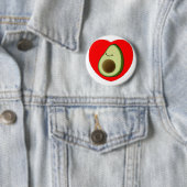 Cute Avocado in Red Heart Ronde Button 5,7 Cm (In situ)