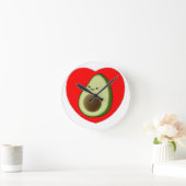 Cute Avocado in Red Heart Ronde Klok (Huis)